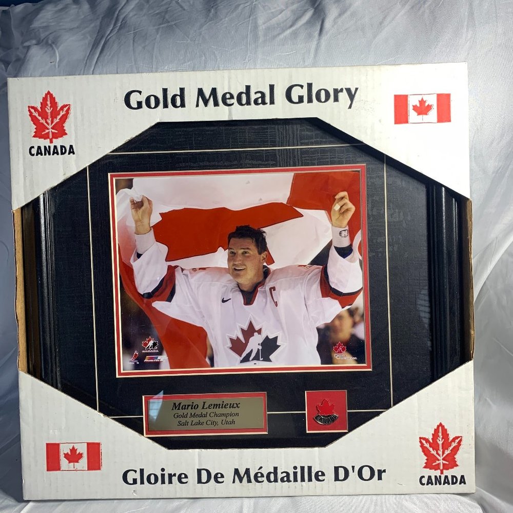 Mario Lemieux Gold Medal Glory Framed Picture - Salt Lake City - Team Canada